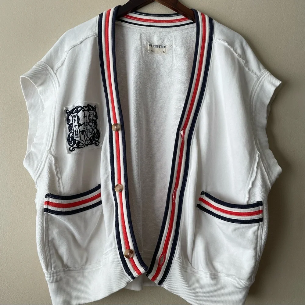 WE THE FREE Ivy Vest Women's XS 100% Cotton Oversized Slouchy Preppy - Picture 2 of 8